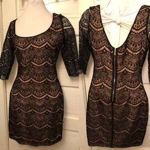 GUESS black and nude lace dress